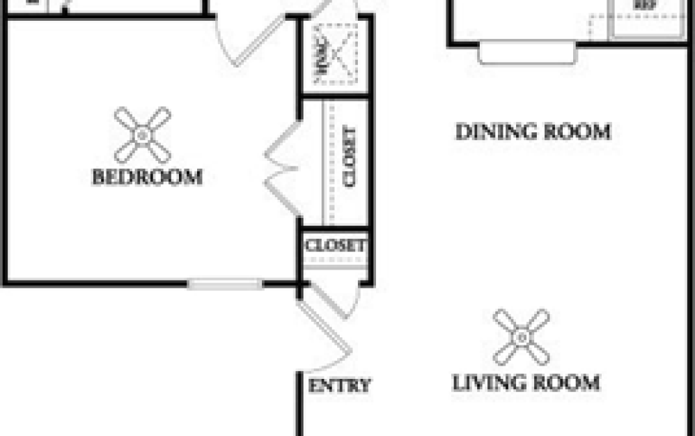 A1 - 1 bedroom floorplan layout with 1 bathroom and 680 square feet