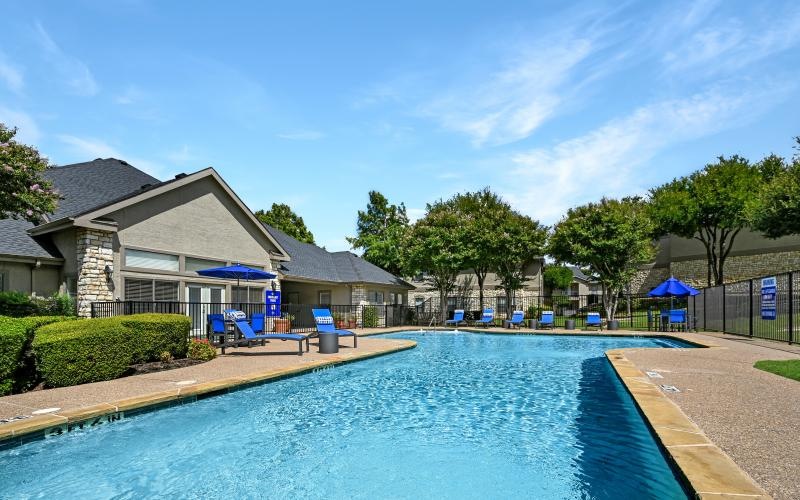 a swimming pool in a courtyard